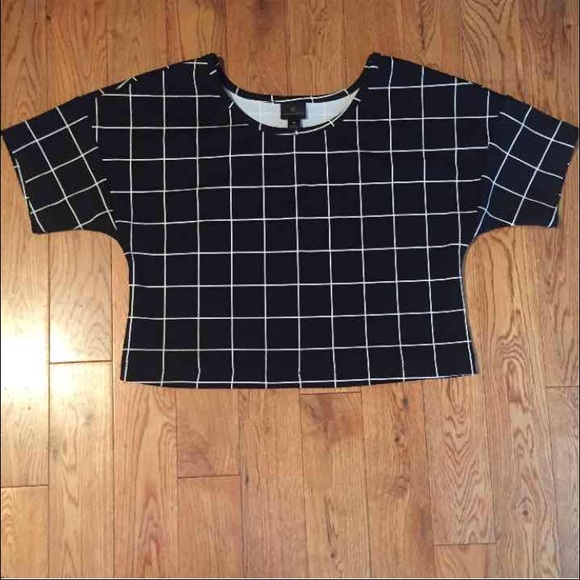 White and black cubed crop top