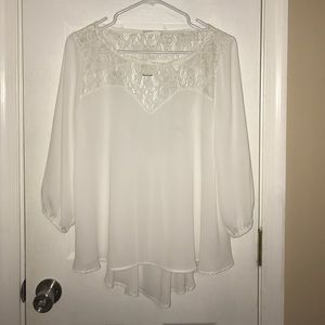 Ivory Lace-Detail, Open Back, Hi-Lo Blouse