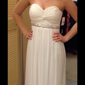 Off-white floor length prom dress