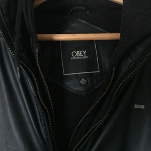 Obey Propaganda Leather Winter Lined Jacket