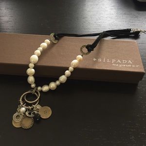 Silpada sterling silver, brass, and pearl necklace