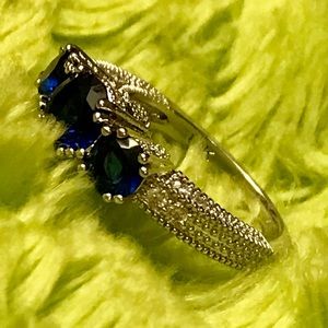 Natural 2.66CT Sapphire Diamond 14K White Gold