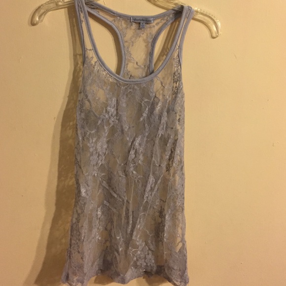 Sheer, lace, racerback top.