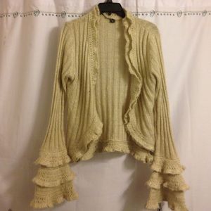 Gold cardigan with ruffled sleeves
