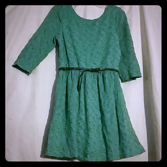 Mint Green Skater Dress with Skinny Belt