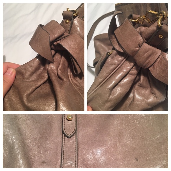 Miu Miu Vitello Lux Bow Fold Over Satchel Bag - image 3