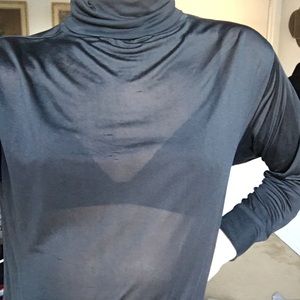 SEMI-SHEER BLACK TURTLENECK