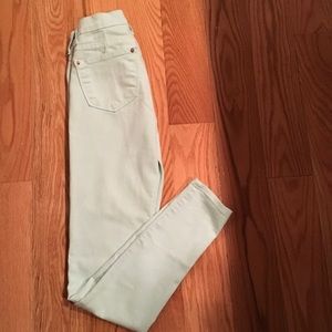 Light mint green skinny jeans