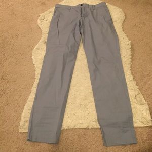 34" Long Tailored Slim Fit Grey Khakis