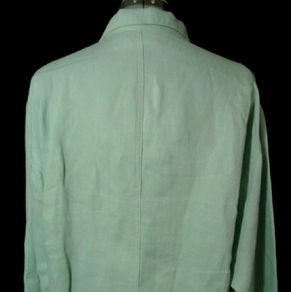 AEGEAN Linen Jacket Light Blue SM w/pockets - Picture 3 of 4