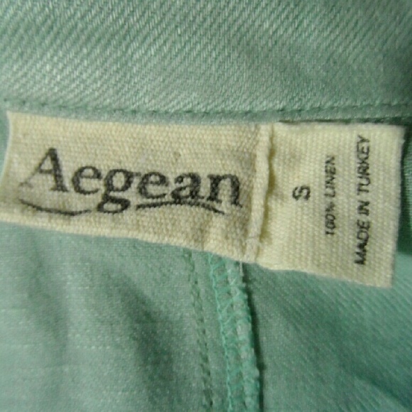 AEGEAN Linen Jacket Light Blue SM w/pockets - Picture 4 of 4