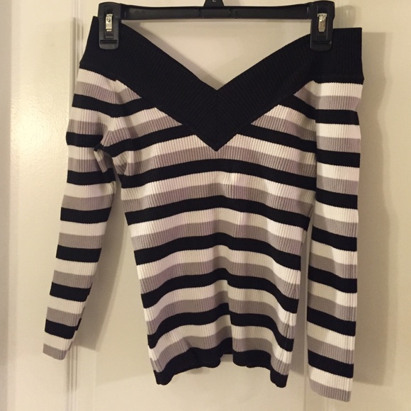 Off the shoulder sweater- shows midriff