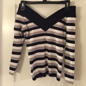 Off the shoulder sweater- shows midriff