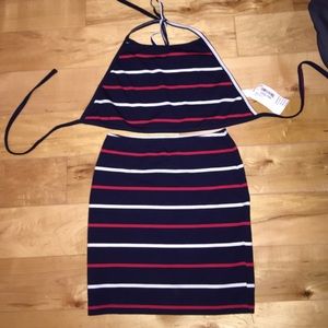 American Apparel bodycon skirt + crop top set