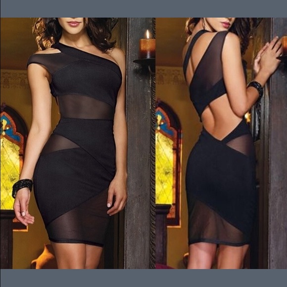 New !!!!! Very Sexy Black Mesh Party Dress