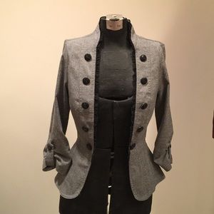 Adorable Gray Tweed Military Style Blazer