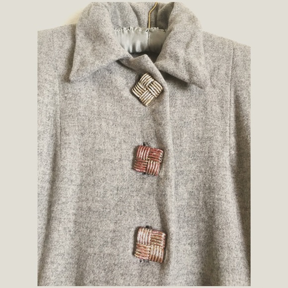 🦄NEW🦄 Vintage 1960s Gray Baby Doll Coat - Picture 3 of 4