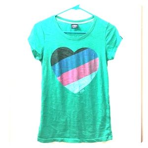 VS PINK green love tee small