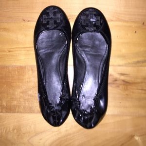 Black Shiny Tory Burch flats