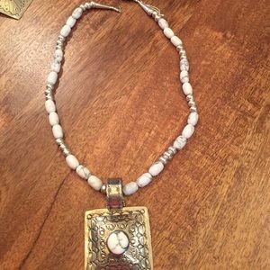 White Buffalo Turquoise Necklace Removable Pendant