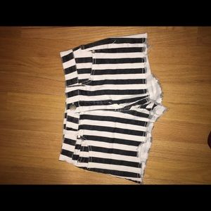 F21 striped denim shorts