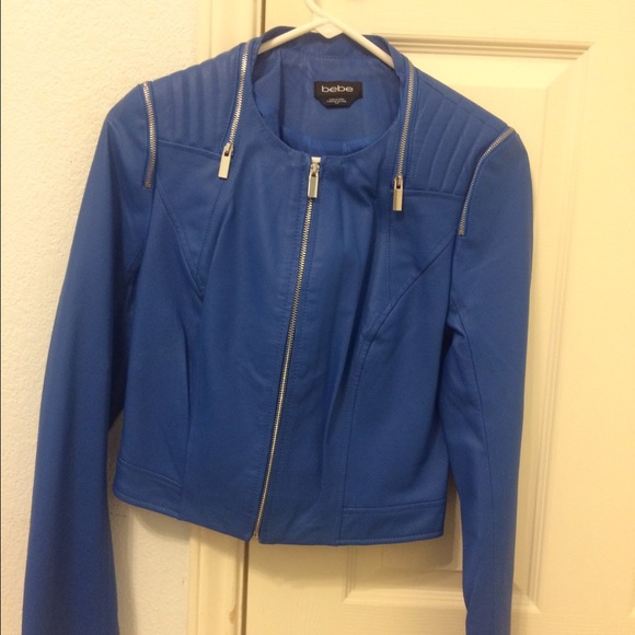 NEW Bebe blue leather jacket