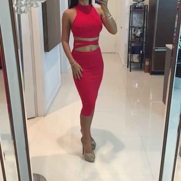 Two Piece Red Hot Outfit Size S