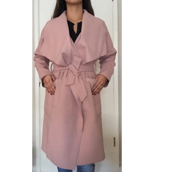 Pink Oversized Shawl Collar Coat