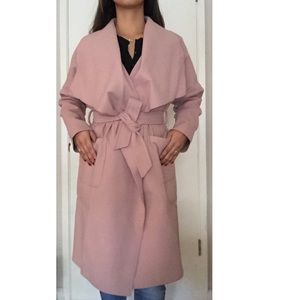 Pink Oversized Shawl Collar Coat