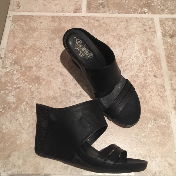 Cute black leather sandals