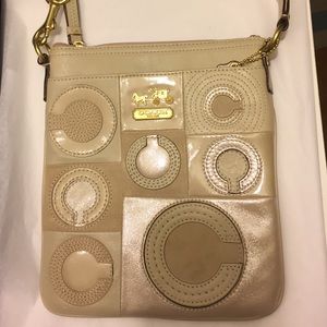 Authentic Coach taupe cross body bag