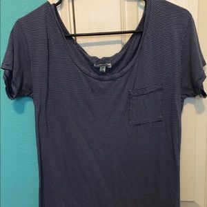 American Eagle striped blue and grey shirt