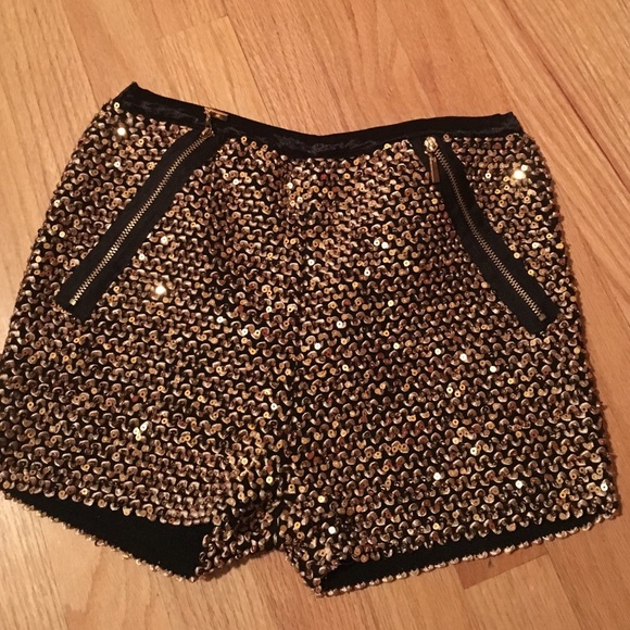 Nasty gal gold sequin shorts