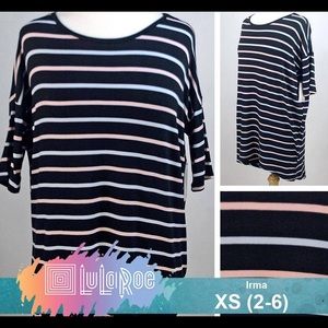 BNWT LuLaRoe Irma tunic XS black pink blue stripes
