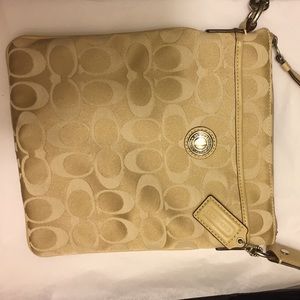 Authentic Coach gold cross body bag