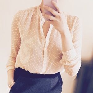 J. Crew Silk Dash-Dot Blouse