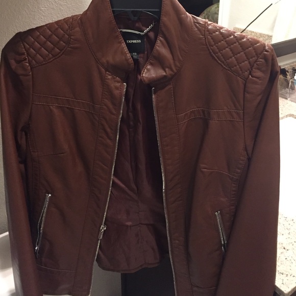 Brown express faux leather jacket