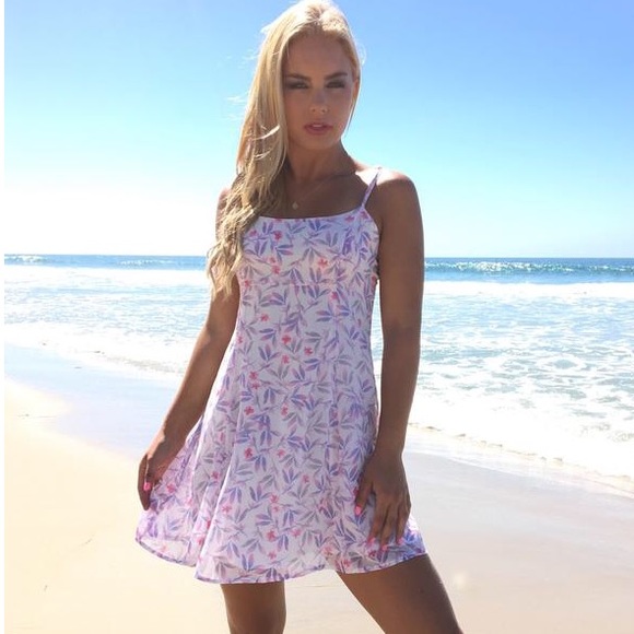 Lavender and pink floral summer dress