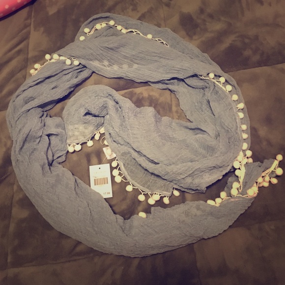 Blue Pom Pom scarf