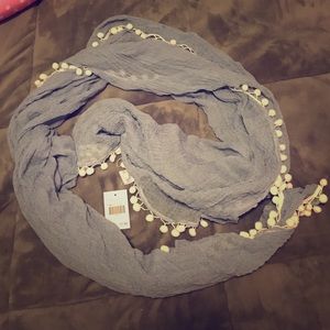 Blue Pom Pom scarf