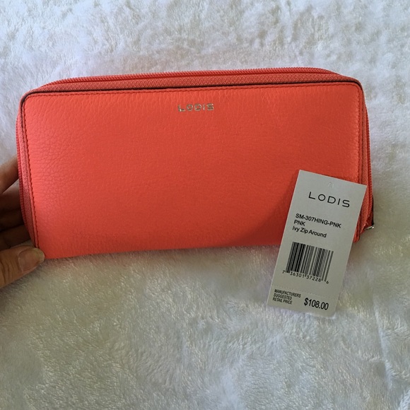 NWT Lodis orange zippered wallet.