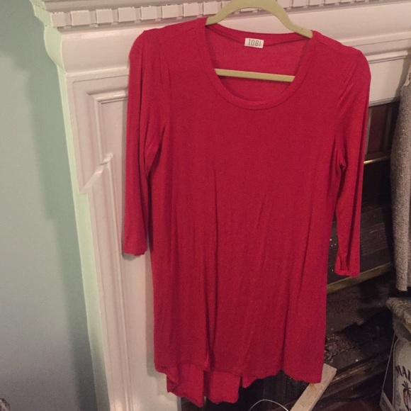 Tobi red cotton tshirt dress