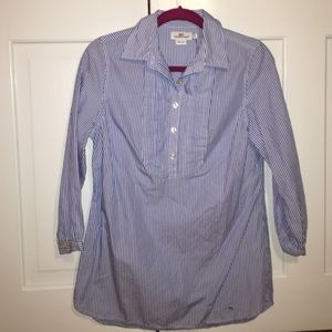 Seersucker/pinstripe Vineyard vines blouse