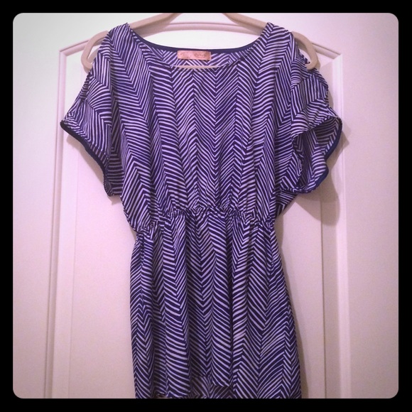 Royal blue & white modern blouse