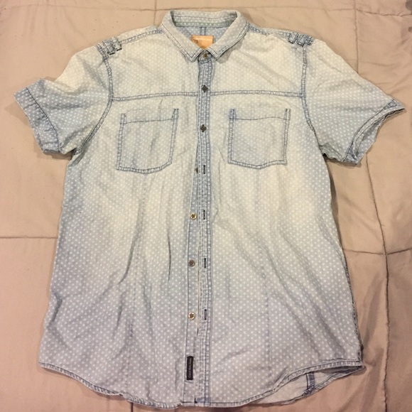 Calvin Klein polka dot denim button up shirt