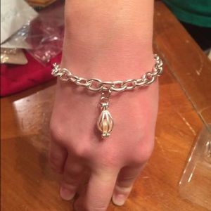 Charm bracelet with real genuine pearl