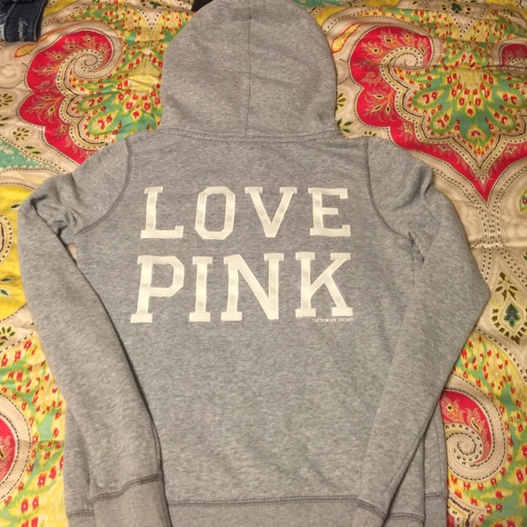Victoria's Secret PINK zip up hoodie grey Small