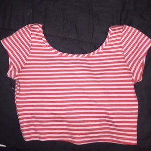 🔴 White and Red Stripes Crop Top