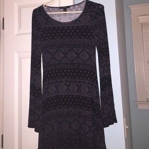 Beautiful black and purple dress.