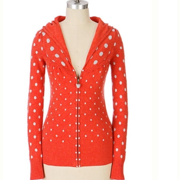 Anthropologie Sweaters - Anthropologie Adorable Moth Polka Dot Zip Cardigan